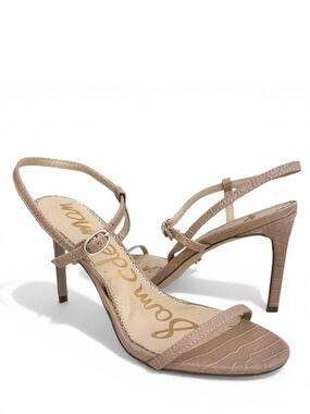 🆕 Sam Edelman Dara Maple Sugar Crocodile Sandal Pattern Vegan Leather Women’s